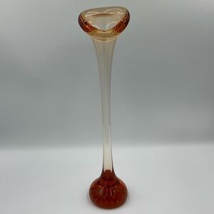 Vintage Amber Swedish Aseda Glasbruk Hand Blown “Jack in the Pulpit” Vase